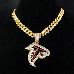 Sports Customized LOGO Pendant Necklace with Iced Out Cuban Chains for Football Fans Birthday Gifts (ONLINE ORDER ONLY)