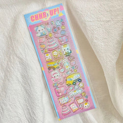 Korean Ins Kawaii Rabbit Bear Laser Sticker DIY Scrapbook Idol Card Album Stationery Happy Plan Decorative Stickers Art Supplies (ONLINE ORDER ONLY)