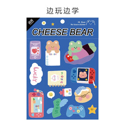 Kawaii Cheese Bear Stickers Scrapbooking Decorative Sticker Korean DIY Diary Album Stick Label School Stationery (Online Order Only)