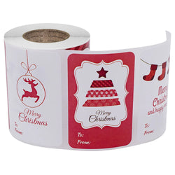 250Pcs Per Roll Santa Cartoon Elk Sticker Christmas Gift Tag Stickers Designs For Presents Wrapping Paper And Envelope Sticker (Online Order Only)