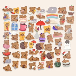 60Pcs/pack Cute Lazy Bear Stickers Scrapbooking Decorative Sticker Korean DIY Diary Album Stick Label Kawaii Stationery (ONLINE ORDER ONLY)
