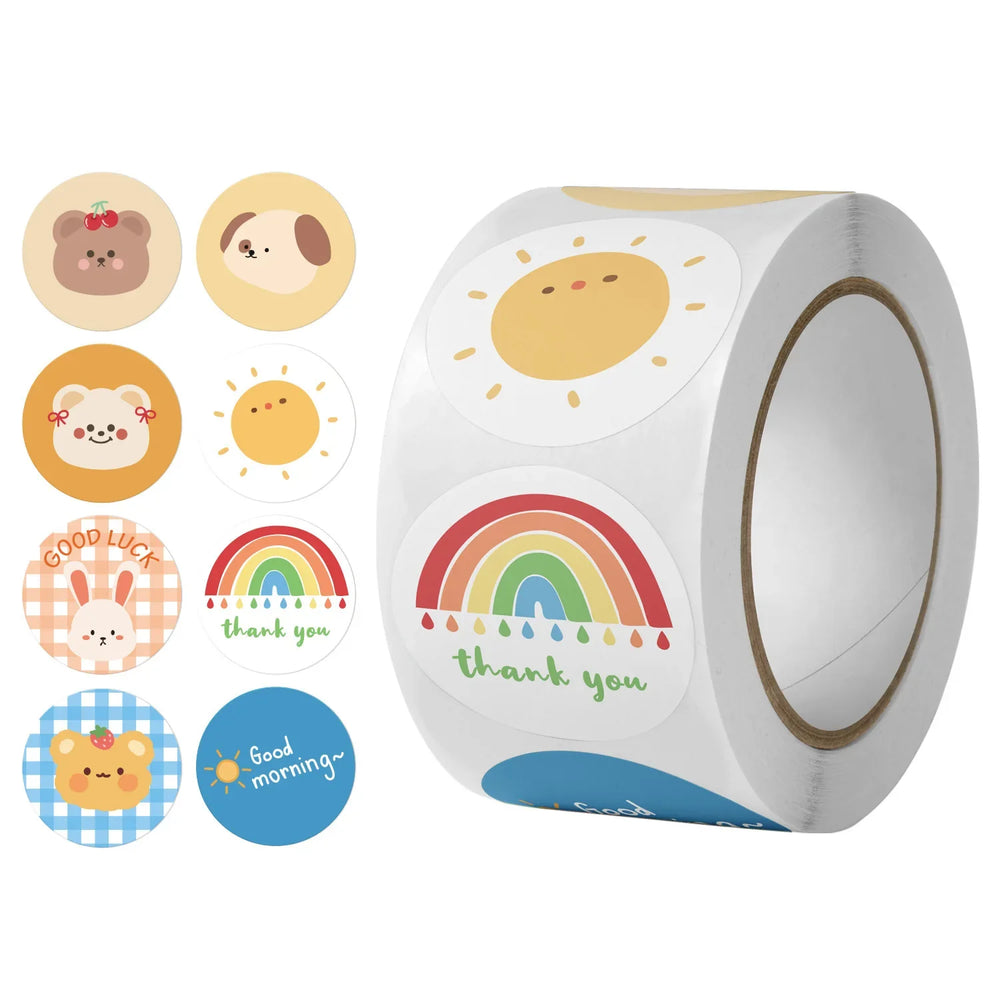 100-500pcs Round Cute Cartoon Rabbit Stickers Children Stationery Reward Stickers Gift Package Sealing Decor Labels (ONLINE ORDER ONLY)