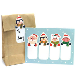 20-80Pcs Fashion Cartoon Cute Merry Christmas Stickers Labels For Gift Decorative Package Wrapping Gift Box 7*2.5CM (ONLINE ORDER ONLY)