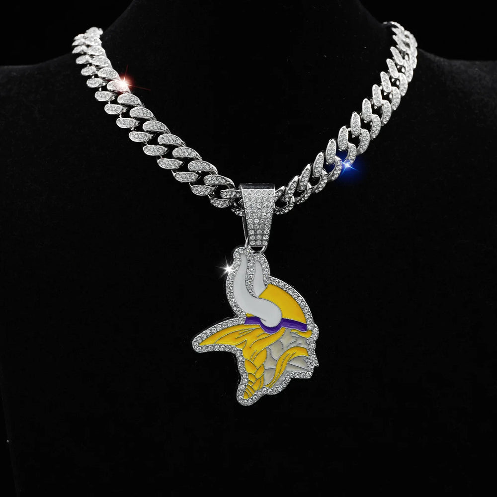 Sports Customized LOGO Pendant Necklace with Iced Out Cuban Chains for Football Fans Birthday Gifts (ONLINE ORDER ONLY)