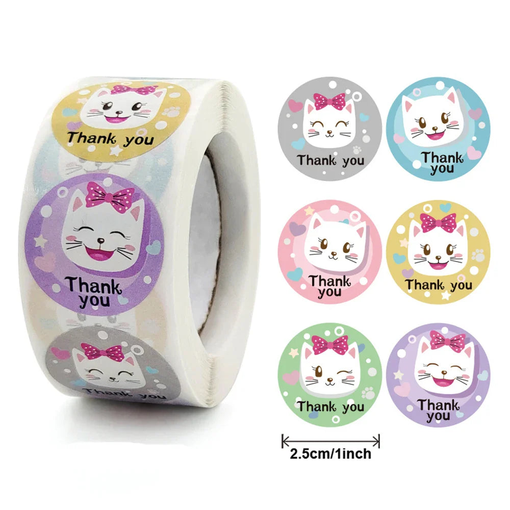 100-500pcs Cute Animal Thank You Stickers For Your Order Small Business Packaging,Birthday,Party Favors Merry Christmas,Wedding (ONLINE ORDER ONLY)