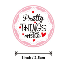 100-500pcs Round Paper Pink Pretty Things Inside Stickers Gold Thank You Stickers For Small Business Packaging Seal Label (ONLINE ORDER ONLY)