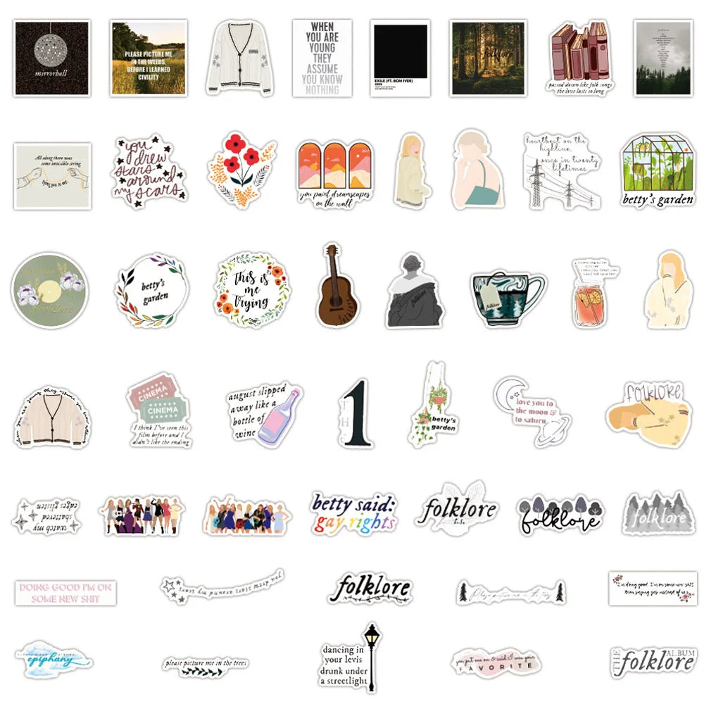 10/30/50PCS Alison Swift Taylor Folk Song Graffiti Stickers Aesthetic Motorcycle Laptop Guitar Phone Diary Waterproof Sticker (Online Order Only)