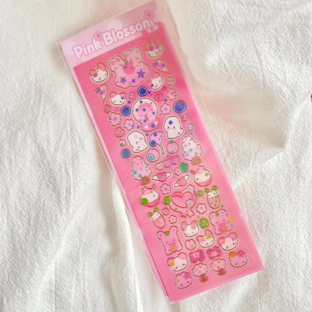 Korean Ins Kawaii Rabbit Bear Laser Sticker DIY Scrapbook Idol Card Album Stationery Happy Plan Decorative Stickers Art Supplies (ONLINE ORDER ONLY)