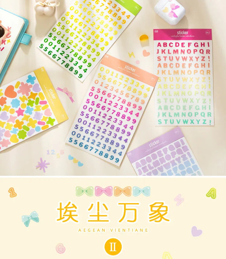 2 sheets Ins Kawaii Alphabet Letter Number Stickers Scrapbooking Decorative Sticker DIY Diary Album Stick Label Stationery (ONLINE ORDER ONLY)