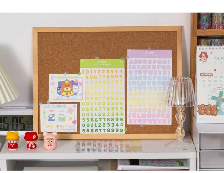2 sheets Ins Kawaii Alphabet Letter Number Stickers Scrapbooking Decorative Sticker DIY Diary Album Stick Label Stationery (ONLINE ORDER ONLY)