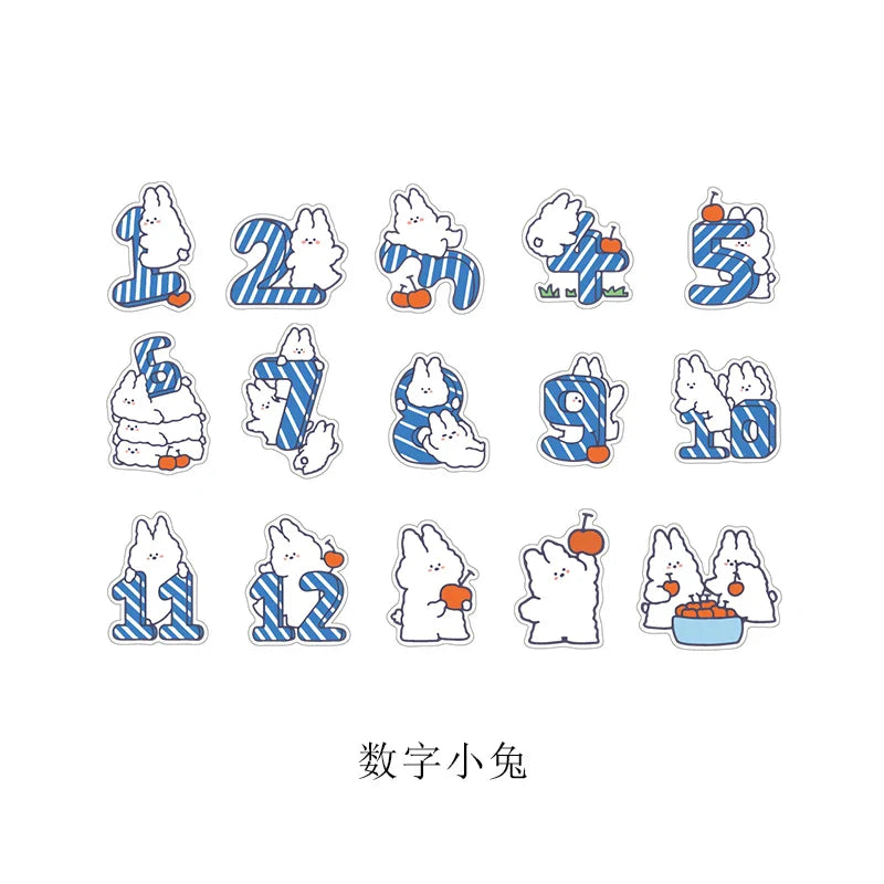 15Pcs/lot Cute Rabbit Bear Stickers PET Scrapbooking Stickers Decorative Ablum Diary For Children Stationery (ONLINE ORDER ONLY)