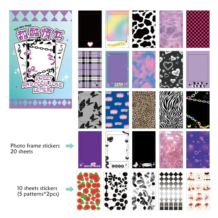 30Pcs Sky Store Photo Frame Decorative Stickers Creative Aesthetics DIY Manual Diary Album Scrapbook Sticker Kawaii Stationery (ONLINE ORDER ONLY)