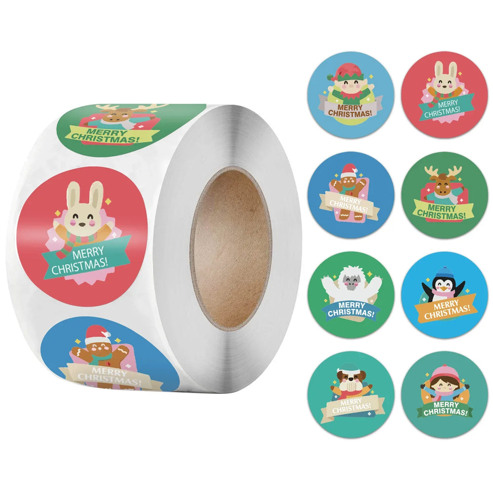 100-500pcs 6 Designs 1 Inch Christmas Theme Seal Labels Stickers For DIY Gift Baking Package Envelope Stationery Decoration (ONLINE ORDER ONLY)