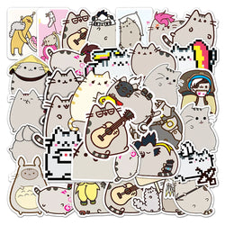 Chunky Cat Pixel Cartoon Stickers - Waterproof Decals for Kids (10/30/50pcs) (ONLINE ORDER ONLY)