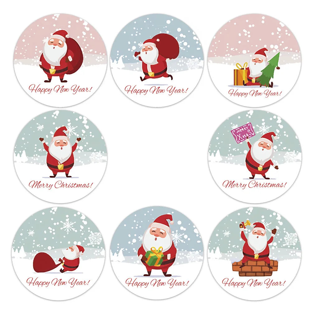 100-500Pcs Merry Christmas Stickers Festival Gift Packaging Seal Labels for New year decor, Greeting cards, Candy bags Stickers (ONLINE ORDER ONLY)