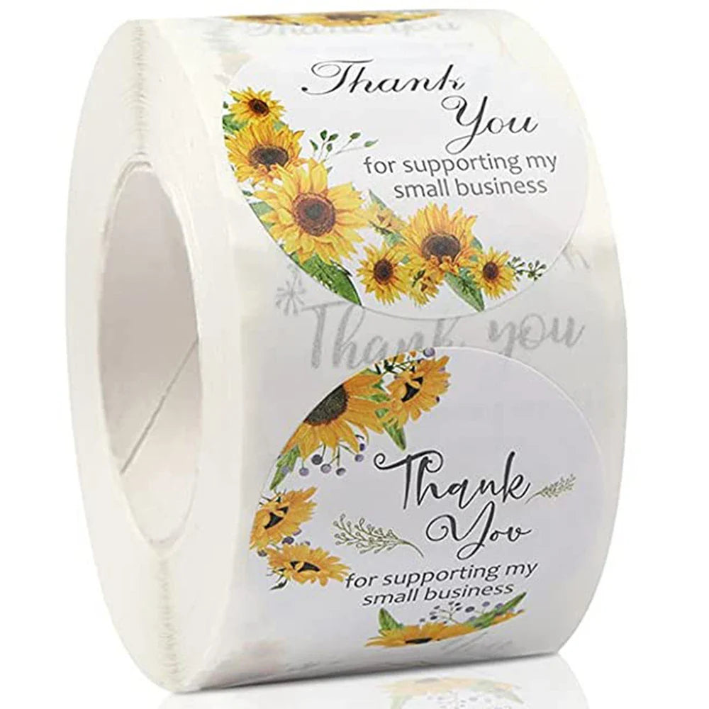 500Pcs/roll THANK YOU Stickers Four Color Business Card Set Customer Business Sealing Sticker Labels Birthday Wedding Gifts Card (ONLINE ORDER ONLY)