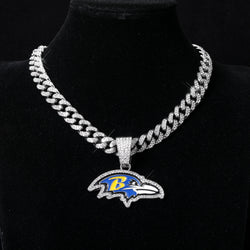 Sports Customized LOGO Pendant Necklace with Iced Out Cuban Chains for Football Fans Birthday Gifts (ONLINE ORDER ONLY)