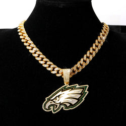 Sports Customized LOGO Pendant Necklace with Iced Out Cuban Chains for Football Fans Birthday Gifts (ONLINE ORDER ONLY)