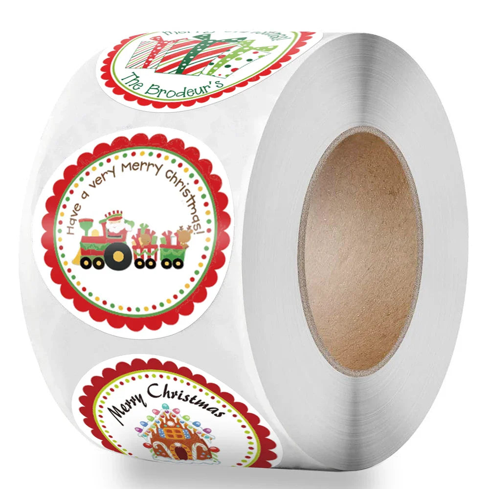 100-500pcs Christmas Stickers Roll Cartoons Gift Cards Party Package Cute Santa Label Sealing Decor Party Decorative Stickers (ONLINE ORDER ONLY)