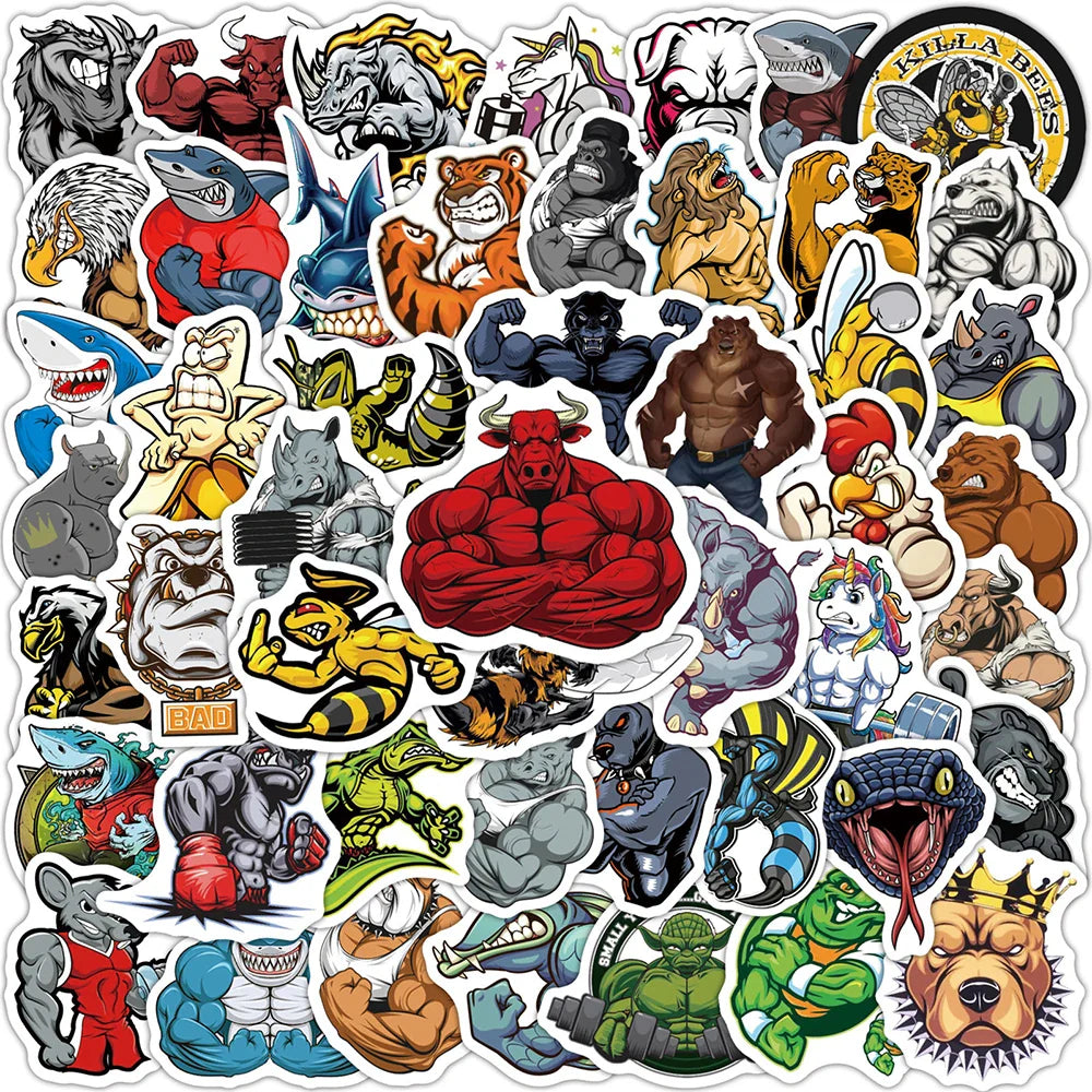 10/30/50PCS Cool Animal Stickers Car Motorcycle Travel Luggage Phone Guitar Fridge Laptop Waterproof Graffiti Sticker Kid Toys (ONLINE ORDER ONLY)
