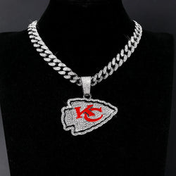 Sports Customized LOGO Pendant Necklace with Iced Out Cuban Chains for Football Fans Birthday Gifts (ONLINE ORDER ONLY)