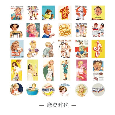 60Pcs/lot Retro Sweet Girl Stickers Scrapbooking Decorative Sticker DIY Diary Album Stick Label Kawaii Stationery (ONLINE ORDER ONLY)