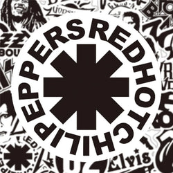 10/30/50PCS Cool Black and White Rock Band Logo Waterproof Stickers Decals Skateboard Guitar Motorcycle Phone Graffiti Sticker (ONLINE ORDER ONLY)