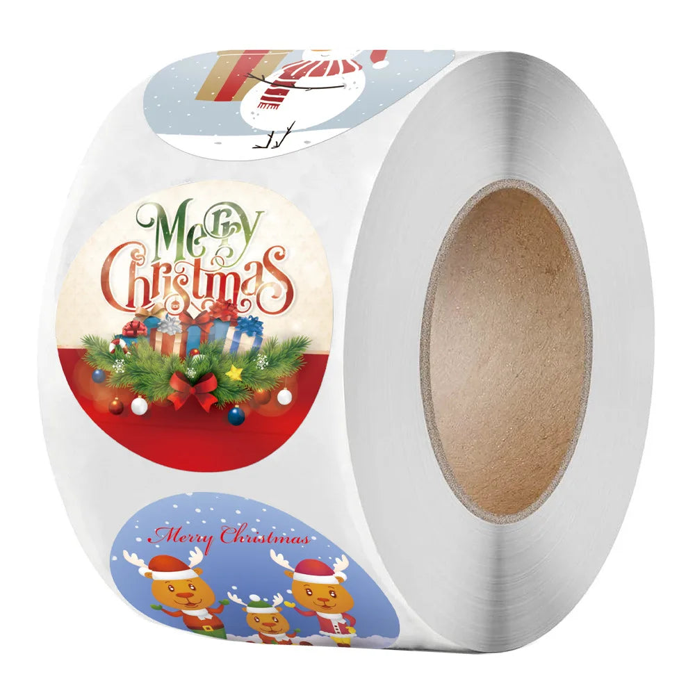 100-500Pcs Merry Christmas Socks Tree Label Stickers for Gift Card Package Wrapping Festival Party Baking Small Business 1 Inch (ONLINE ORDER ONLY)