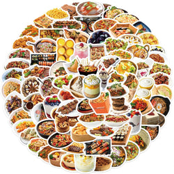 10/30/90pcs Cute Cartoon Food Stickers Delicacy Graffiti Decals Kids Toy DIY Phone Luggage Fridge Notebook Guitar Wall Sticker (ONLINE ORDER ONLY)