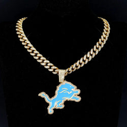 Sports Customized LOGO Pendant Necklace with Iced Out Cuban Chains for Football Fans Birthday Gifts (ONLINE ORDER ONLY)