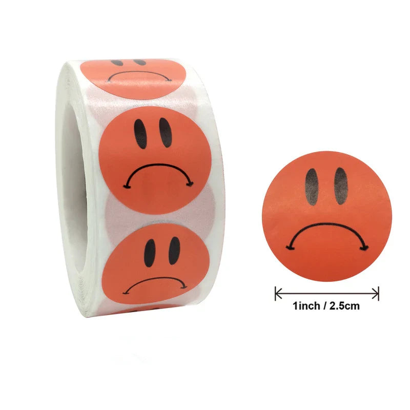 Smile Face Sticker 500 Pcs/roll For Kids Reward Sticker Yellow Dots Labels Happy Smile Face Expression Sticker Kids Toys (ONLINE ORDER ONLY)