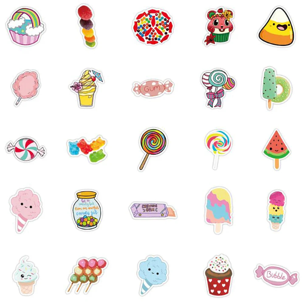 10/30/50PCS Food Colorful Candy and Sweets Sticker Pack (Online Order Only)