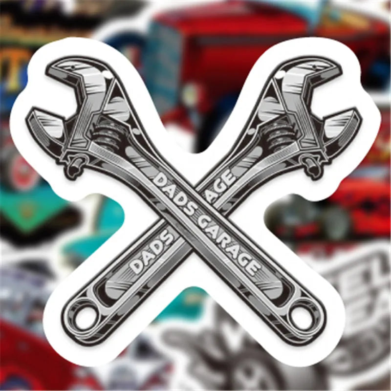 10/50/100PCS Modified Retro Classic Car Stickers Cool Laptop Guitar Luggage Waterproof Graffiti Sticker Decal Kid Classic Toys (ONLINE ORDER ONLY)