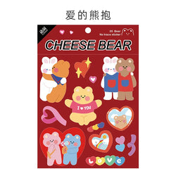 Kawaii Cheese Bear Stickers Scrapbooking Decorative Sticker Korean DIY Diary Album Stick Label School Stationery (Online Order Only)