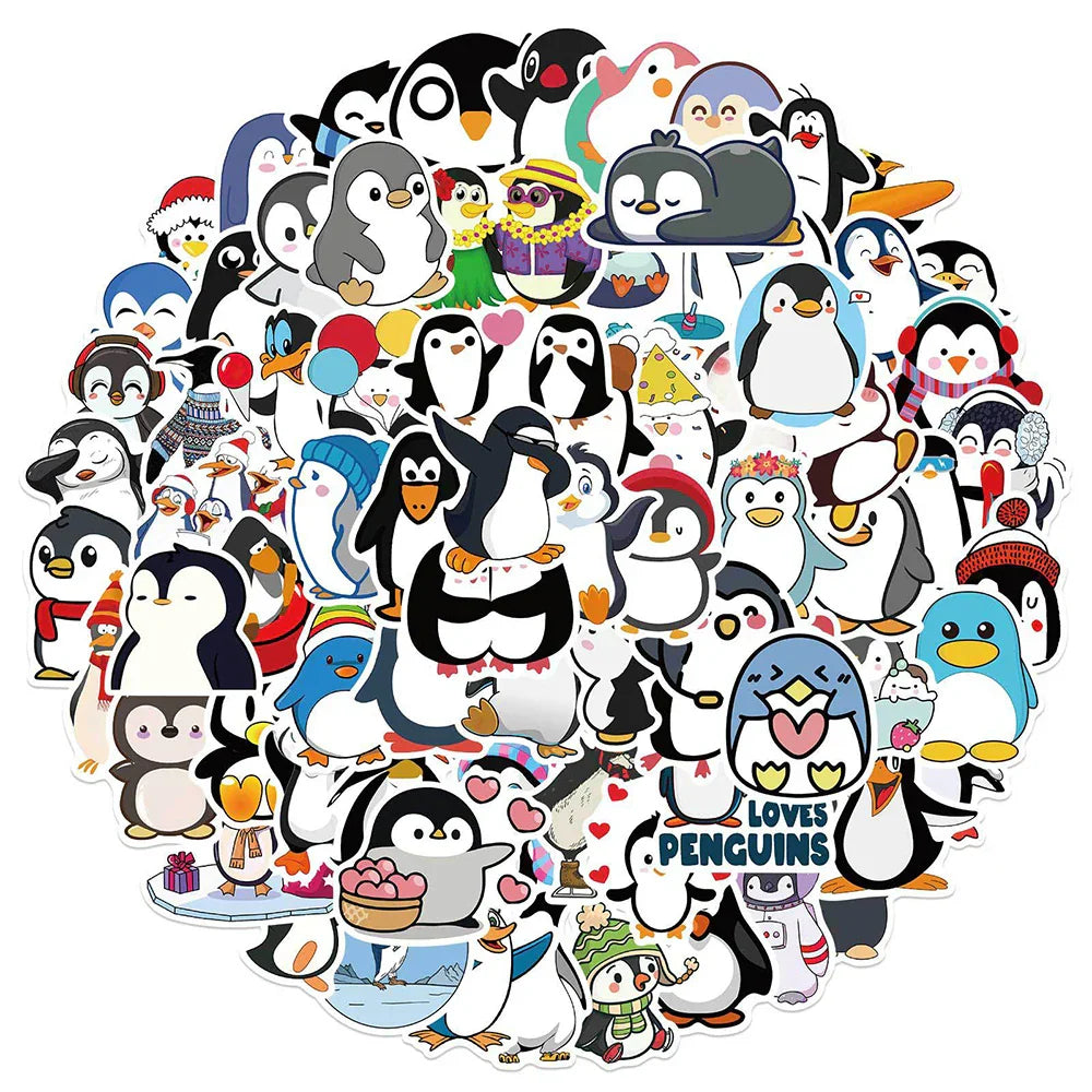 Cute Penguin Anime Stickers - Waterproof Cartoon Decals for Car, Motorcycle, Luggage, Guitar, Fridge, Laptop (10/30/50/100PCS) (ONLINE ORDER ONLY)