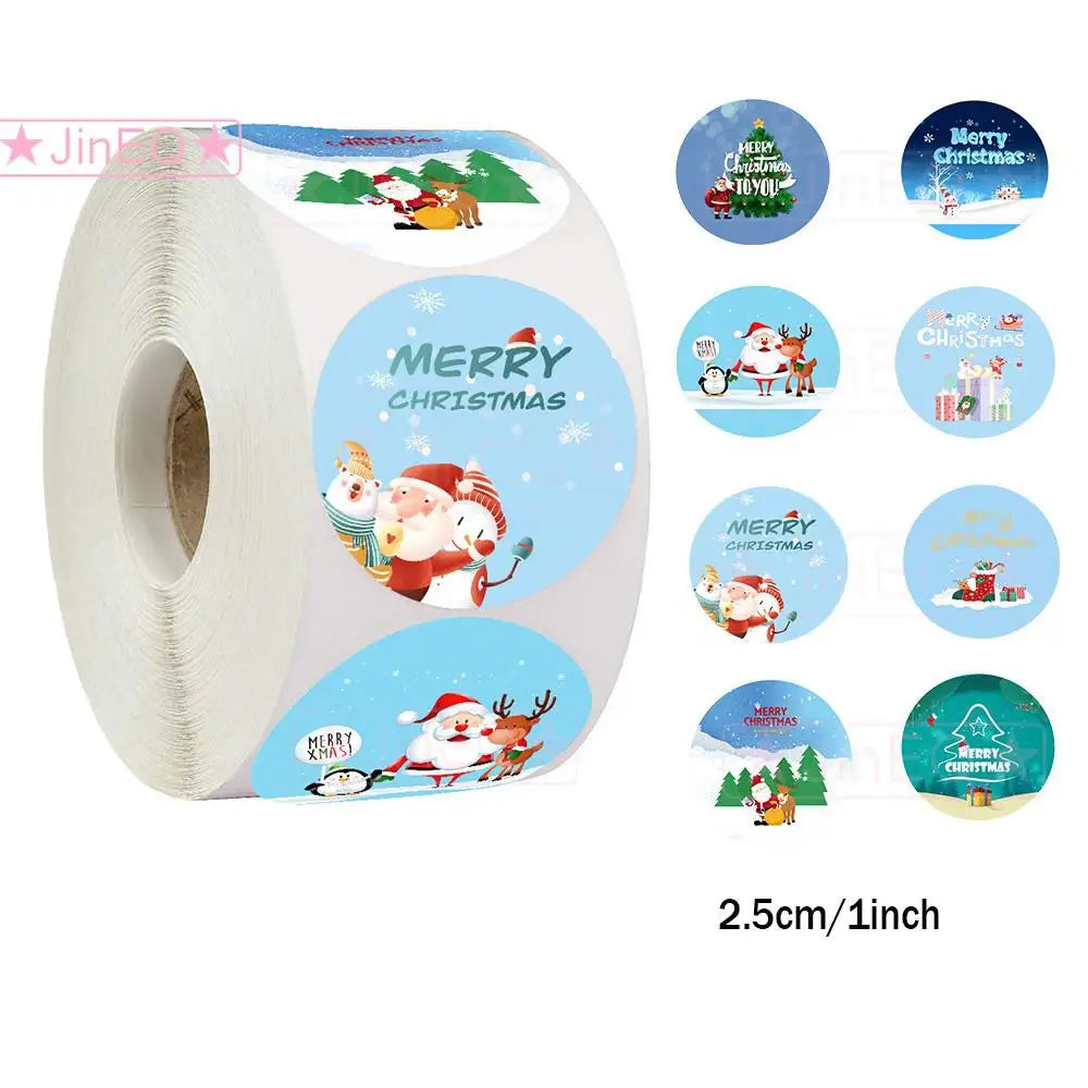 500pcs Merry Christmas Stickers Roll Round Holiday Label Stickers Christmas Envelope Stickers for Cards, Presents, Bag,Gift Box (ONLINE ORDER ONLY)