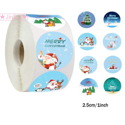 500pcs Merry Christmas Stickers Roll Round Holiday Label Stickers Christmas Envelope Stickers for Cards, Presents, Bag,Gift Box (ONLINE ORDER ONLY)
