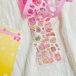 Korean Ins Kawaii Rabbit Bear Laser Sticker DIY Scrapbook Idol Card Album Stationery Happy Plan Decorative Stickers Art Supplies (ONLINE ORDER ONLY)