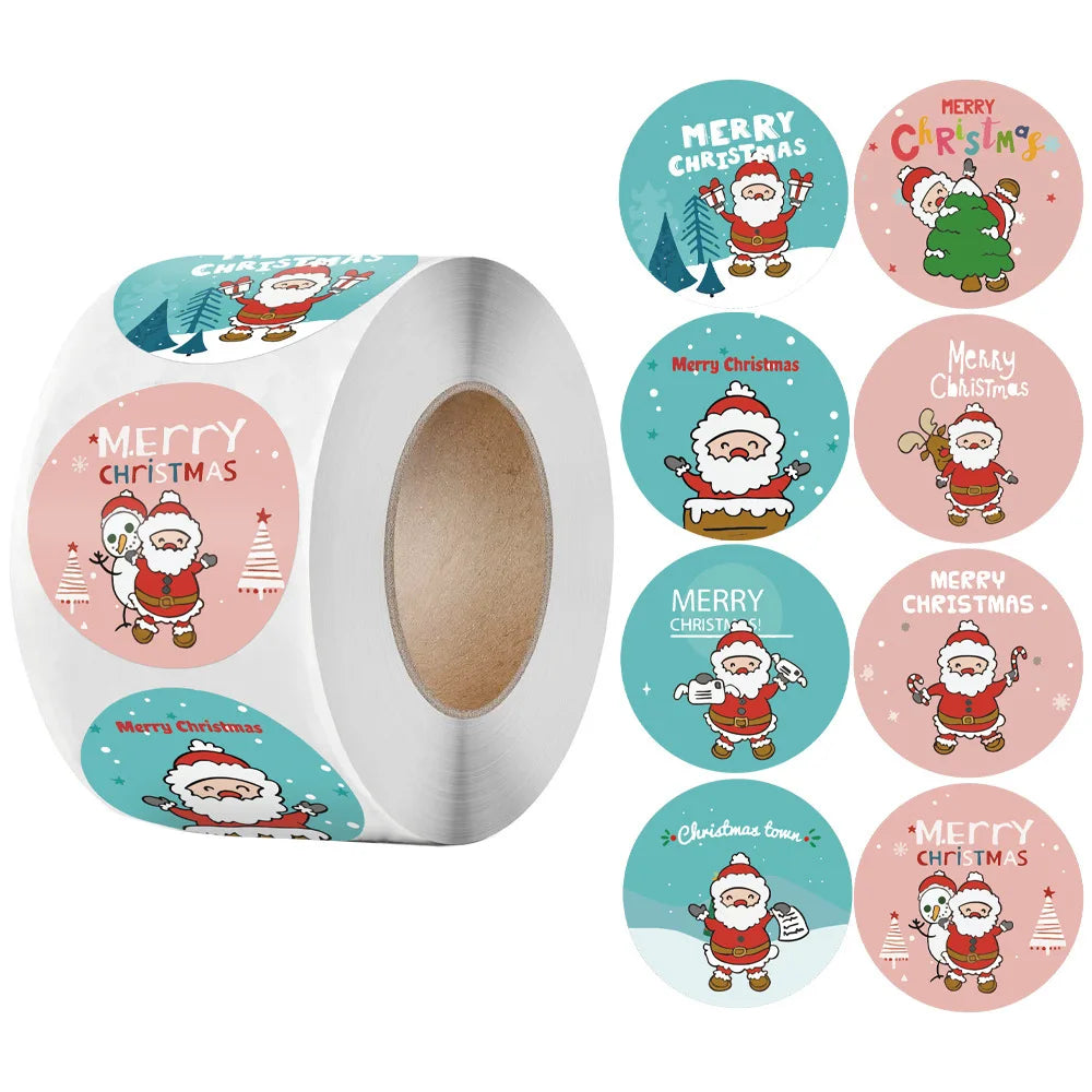 100-500Pcs Merry Christmas Stickers Festival Gift Packaging Seal Labels for New year decor, Greeting cards, Candy bags Stickers (ONLINE ORDER ONLY)
