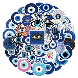 10/30/50pcs Cool Turkish Evil Eye Graffiti Stickers Aesthetic Cartoon Decals Kids Toy DIY Diary Laptop Luggage Phone Car Sticker (ONLINE ORDER ONLY)