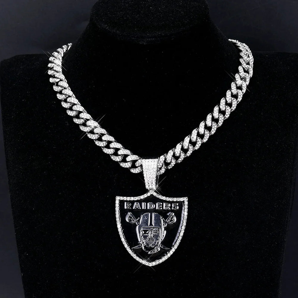 Sports Customized LOGO Pendant Necklace with Iced Out Cuban Chains for Football Fans Birthday Gifts (ONLINE ORDER ONLY)