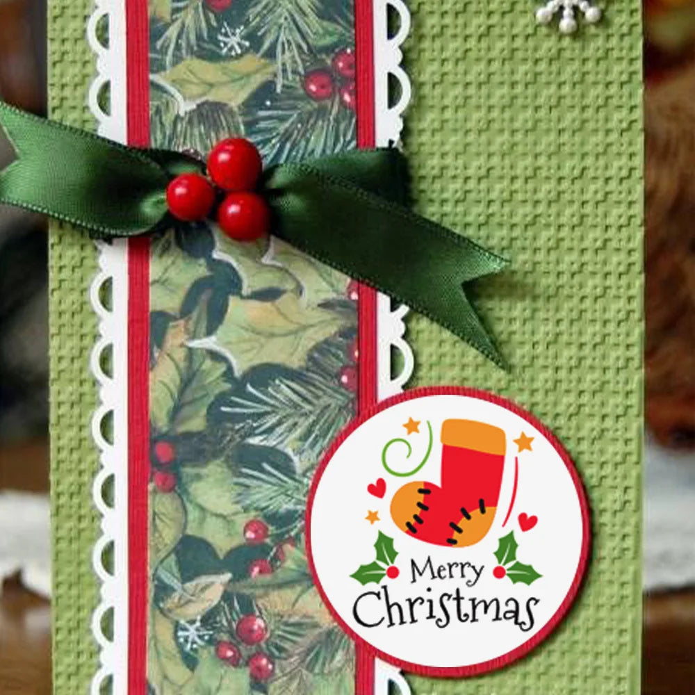 100-500Pcs Merry Christmas Socks Tree Label Stickers for Gift Card Package Wrapping Festival Party Baking Small Business 1 Inch (ONLINE ORDER ONLY)