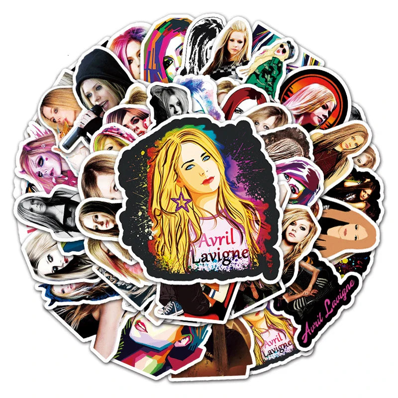 10/30/50PCS Singer Avril Lavigne Stickers DIY Phone Laptop Luggage Guitar Wall Notebook Car Graffiti Decal Toy Sticker for Kids (ONLINE ORDER ONLY)