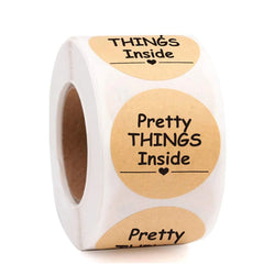 100-500pcs Round Paper Pink Pretty Things Inside Stickers Gold Thank You Stickers For Small Business Packaging Seal Label (ONLINE ORDER ONLY)