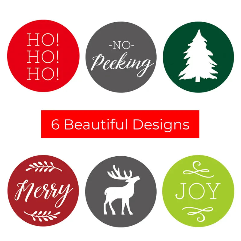 100-500Pcs Merry Christmas Sticker Christmas Party Holiday Decoration Gift Sealing Glue Baking Packaging Sticker Label 1inch (Online Order Only)