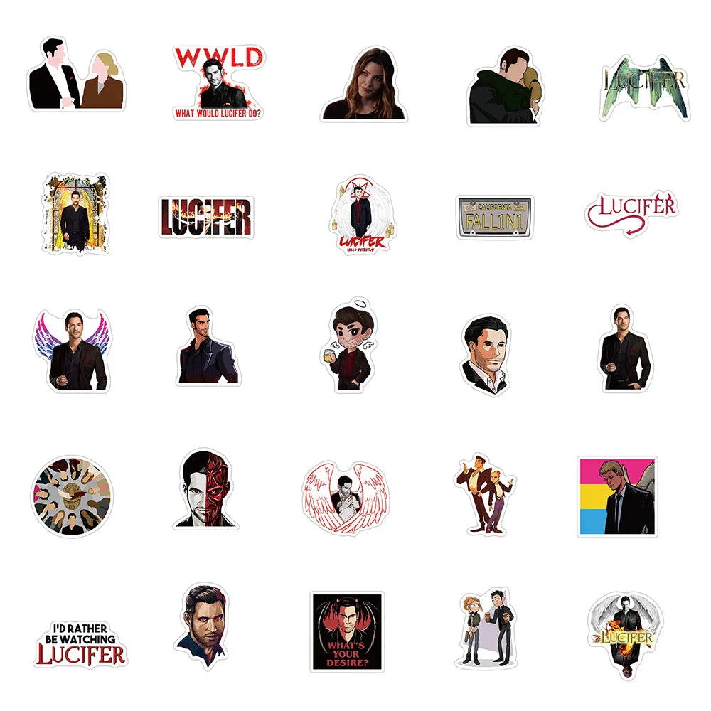 10/30/50PCS TV Show Lucifer Stickers Laptop Guitar Luggage Skateboard Bike Car Waterproof Graffiti Cool Sticker Decal Kid Toy (ONLINE ORDER ONLY)