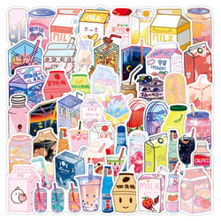 Kawaii Drink Cartoon Stickers Pack - Waterproof Decals for Phone, Laptop, Luggage, Kids (Online Order Only)