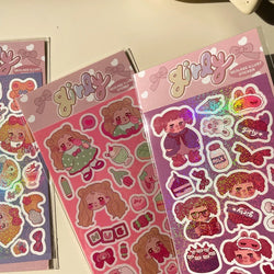 Cute Little Girl Laser Sticker Hand Account Material Decoration Stickers Korean DIY Diary Album Stick Label Kawaii Stationery (ONLINE ORDER ONLY)