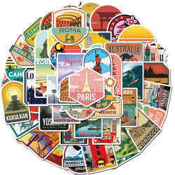 Travel City Landscape Sticker Set - Waterproof Decals for Laptop, Motorcycle, Skateboard, Notebook (10/30/50pcs) (ONLINE ORDER ONLY)