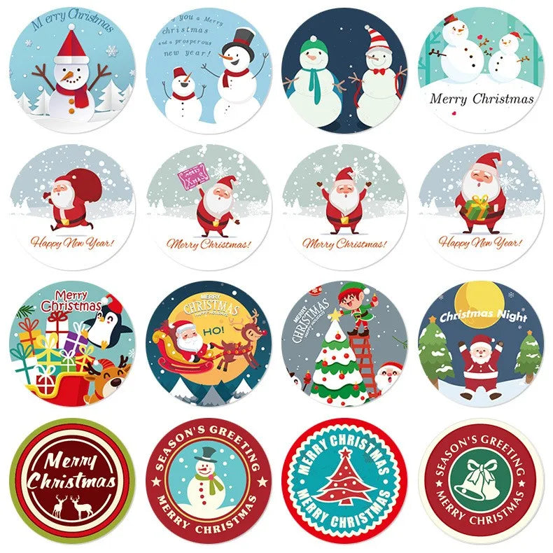500pcs Merry Christmas Stickers Roll Round Holiday Label Stickers Christmas Envelope Stickers for Cards, Presents, Bag,Gift Box (ONLINE ORDER ONLY)